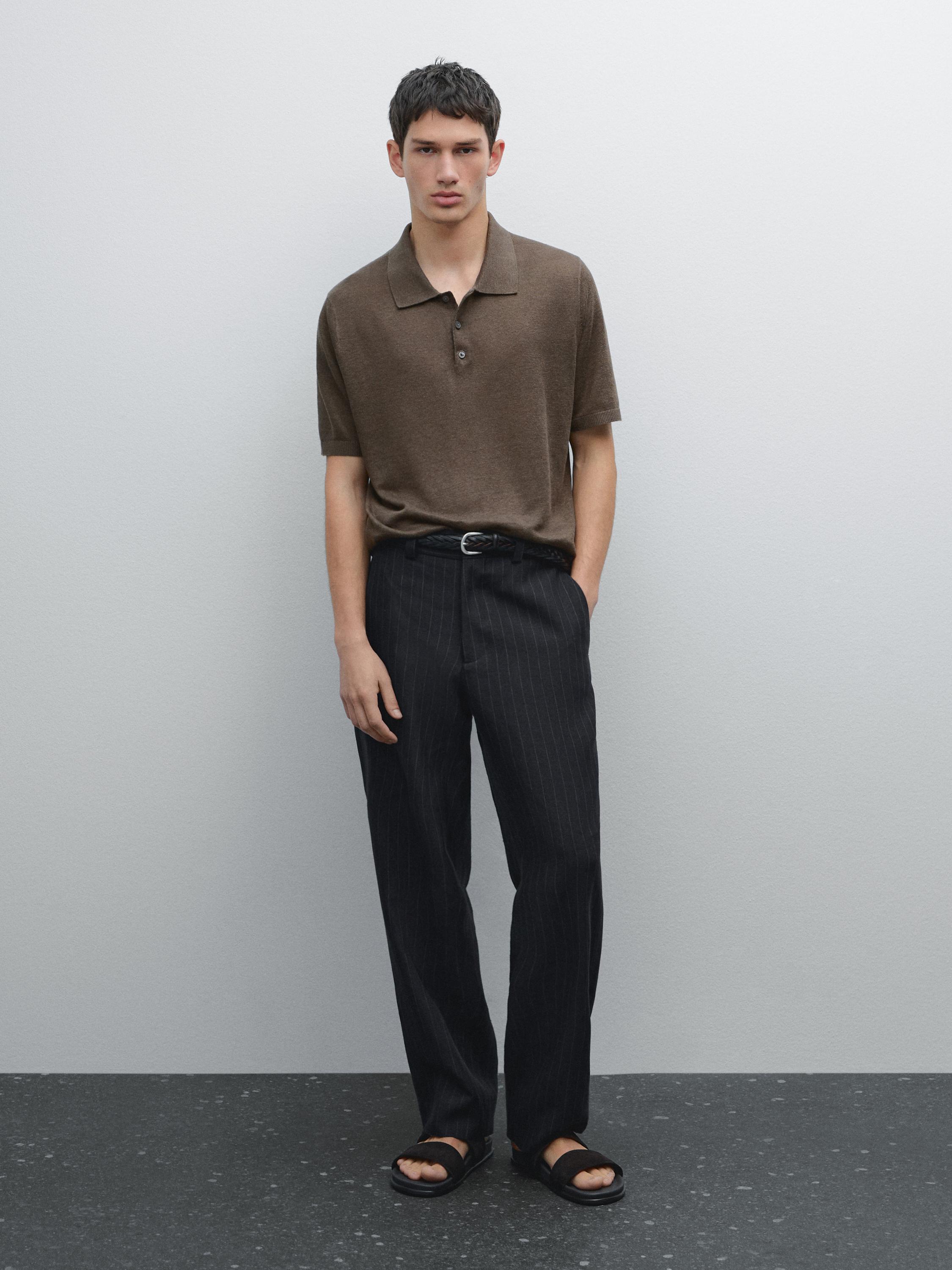 Polo à manches courtes en maille de lin